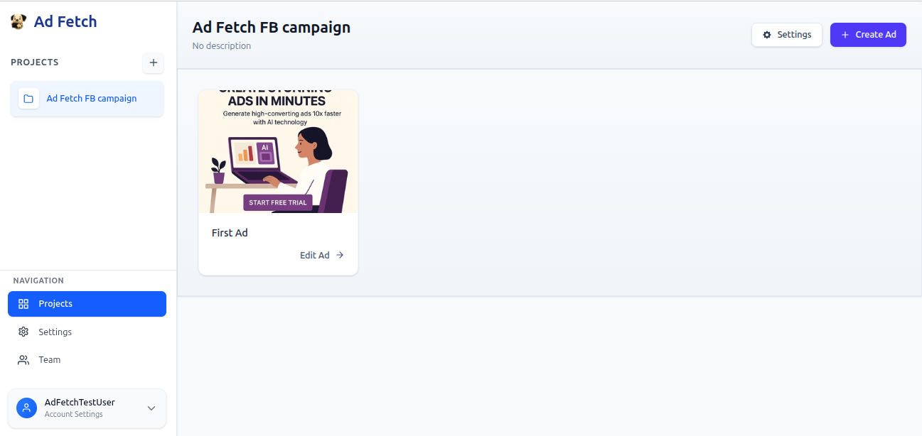 Ad Fetch Dashboard