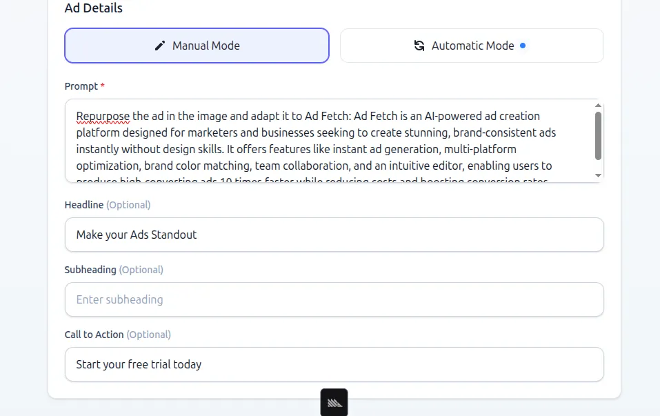 Ad Fetch Get Inspired Interface