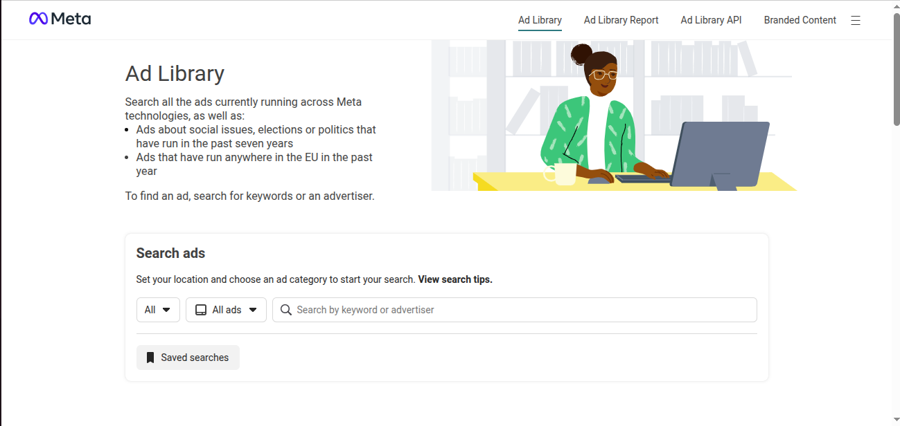 Facebook Ads Library Main Interface